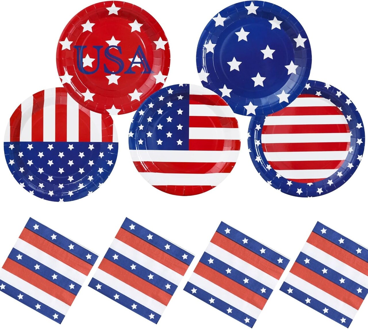 4th of July Plates and Napkins Sets - 40PK - July 4th Dipsposable Paper Plates Decorations Décor Patriotic American Flag Birthday Party Favors Independence Day